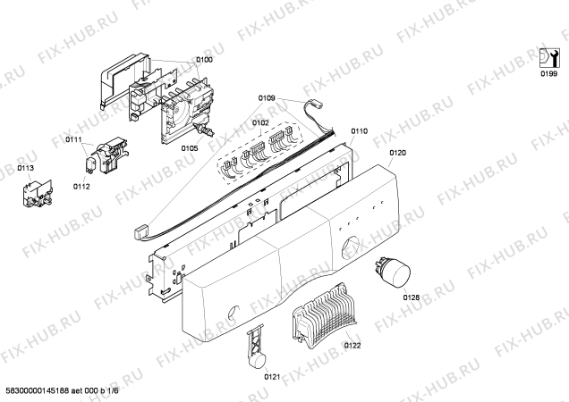 Схема №6 SRS45E28GB с изображением Кнопка для электропосудомоечной машины Bosch 00603839