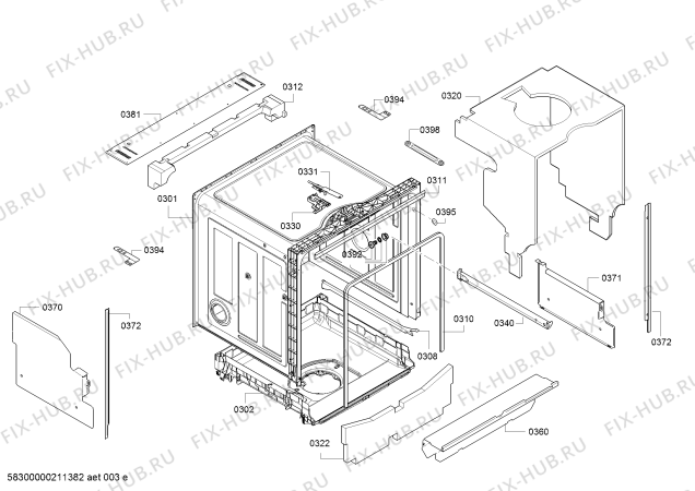 Взрыв-схема посудомоечной машины Bosch SMV40C30GB - Схема узла 03