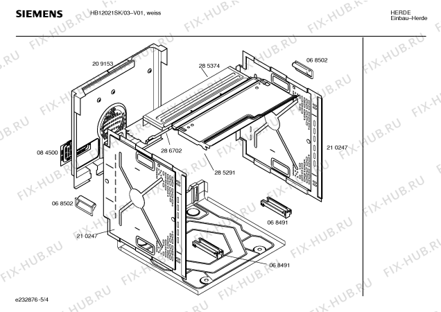 Схема №5 HB12021SK с изображением Инструкция по эксплуатации для плиты (духовки) Siemens 00522539