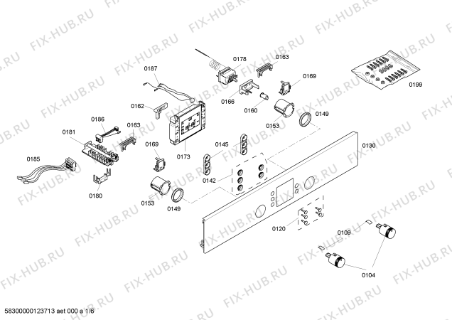 Схема №5 HBN540551A с изображением Панель управления для плиты (духовки) Bosch 00665325