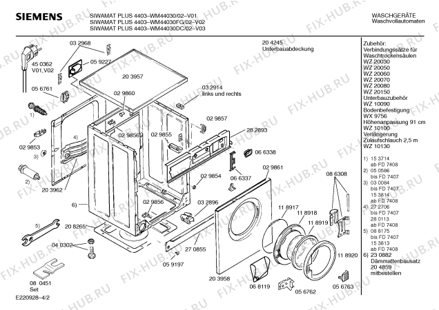 Схема №4 WM44330SI SIWAMAT PLUS 4433 с изображением Инструкция по эксплуатации для стиральной машины Siemens 00516788