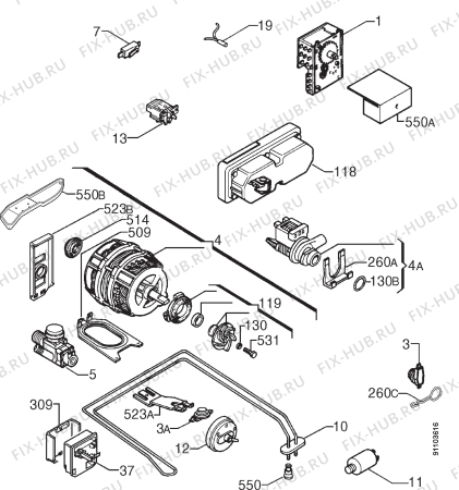 Взрыв-схема посудомоечной машины Zanussi DW24W - Схема узла Electrical equipment 268