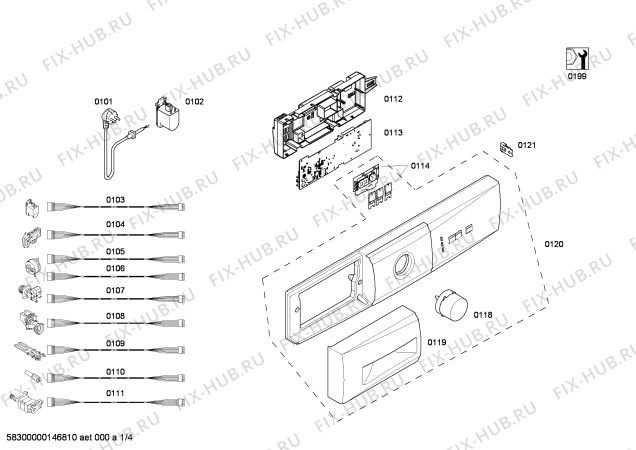 Схема №4 CWF10E061I с изображением Панель управления для стиральной машины Bosch 00673498