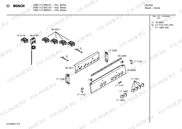 Взрыв-схема плиты (духовки) Bosch HSN112BSC - Схема узла 05