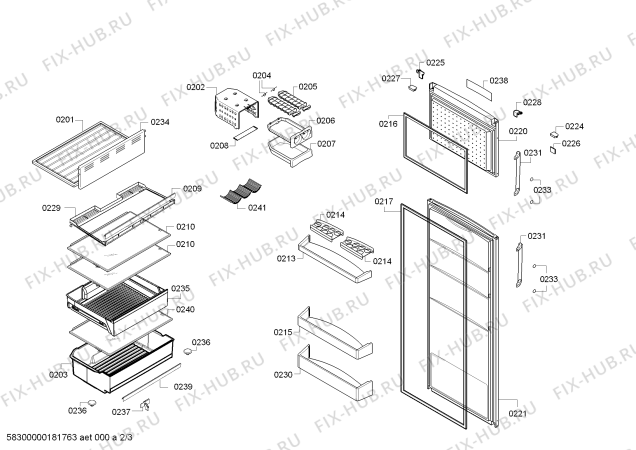 Схема №2 KD46NVW30 A++ с изображением Ручка двери для холодильника Siemens 00752490