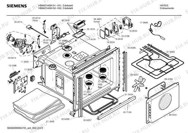 Схема №6 HB66E74SK с изображением Инструкция по эксплуатации для плиты (духовки) Siemens 00526917