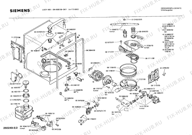 Взрыв-схема посудомоечной машины Siemens SN430056 - Схема узла 02