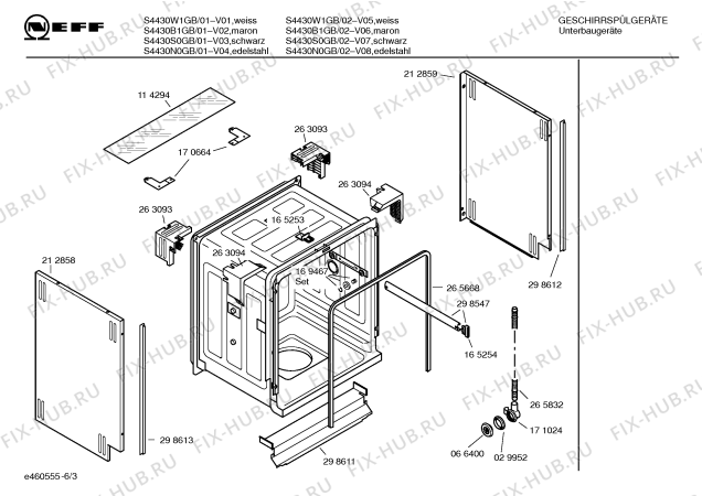 Схема №5 S4430S0GB с изображением Панель управления для посудомойки Bosch 00359432