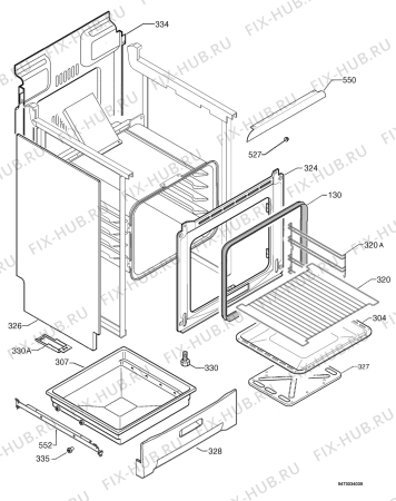 Взрыв-схема плиты (духовки) Electrolux EKG600100W - Схема узла Housing 001