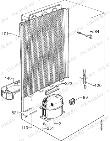 Взрыв-схема холодильника Zanussi ZR255CTN - Схема узла Cooling system 017