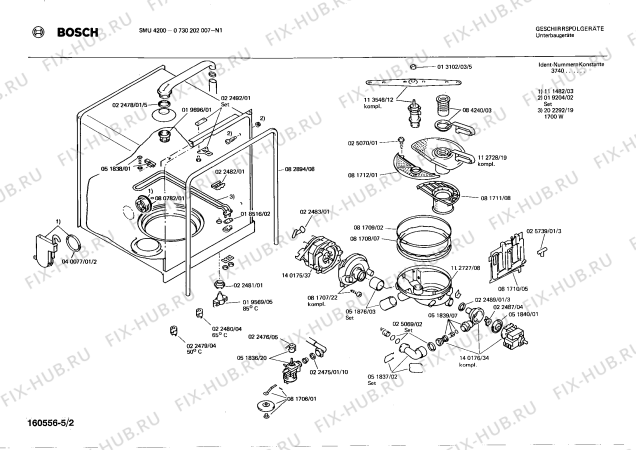 Взрыв-схема посудомоечной машины Bosch 0730202007 SMU4200 - Схема узла 02