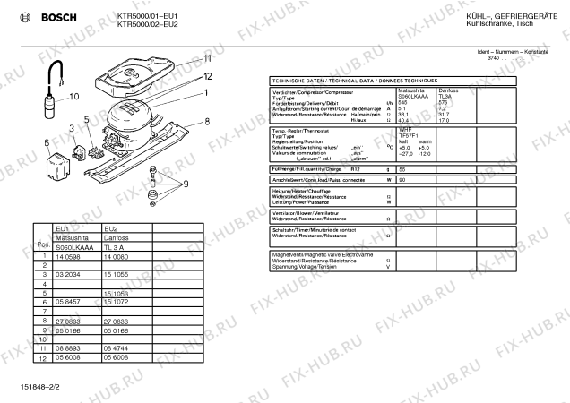 Взрыв-схема холодильника Bosch KTR5000 ktr15 - Схема узла 02