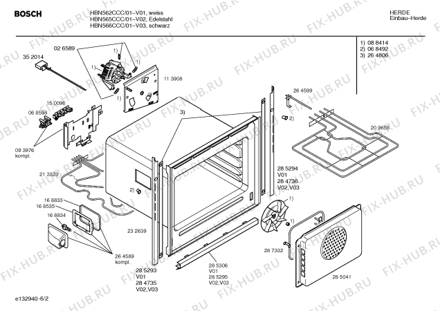 Взрыв-схема плиты (духовки) Bosch HBN565CCC - Схема узла 02