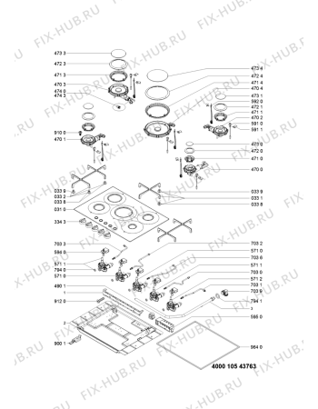 Схема №1 AKT798IXL (F093520) с изображением Горелка для плиты (духовки) Indesit C00436542