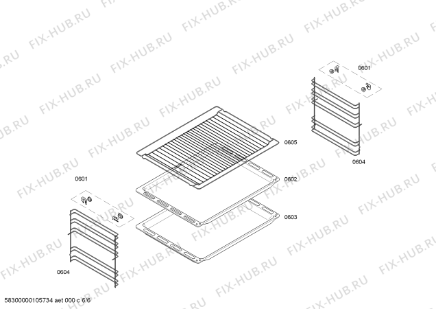 Взрыв-схема плиты (духовки) Bosch HBN300560C - Схема узла 06