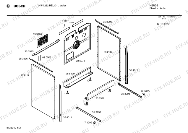 Схема №5 HSN222HEU с изображением Стеклокерамика для духового шкафа Bosch 00235153