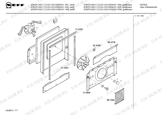 Схема №5 E2141WD JOKER 245 C CLOU с изображением Панель управления для плиты (духовки) Bosch 00288698