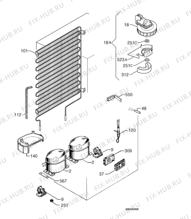 Взрыв-схема холодильника Zanussi ZK23/11EDS - Схема узла Cooling system 017