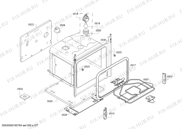 Взрыв-схема плиты (духовки) Bosch HGD52D120Q - Схема узла 05