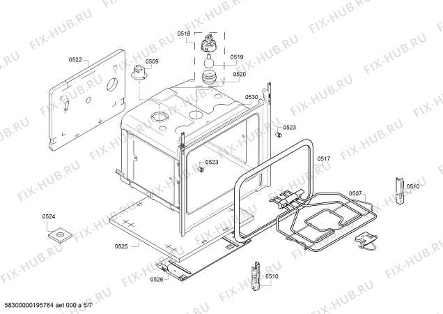 Взрыв-схема плиты (духовки) Bosch HGD52D121Q - Схема узла 05