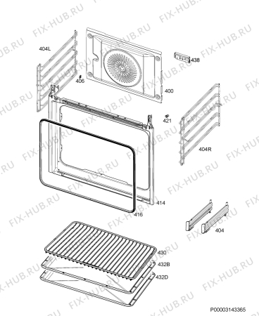 Взрыв-схема плиты (духовки) Electrolux OPEB4330B - Схема узла Oven