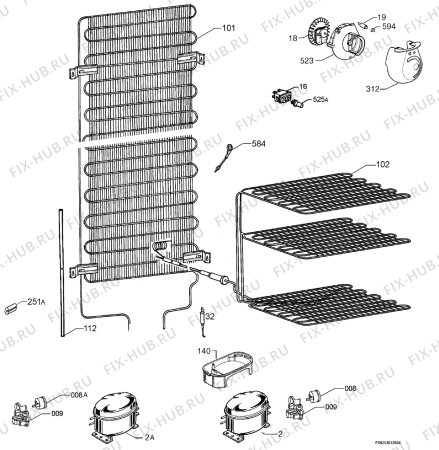 Взрыв-схема холодильника Zanussi ZRB40NDV8 - Схема узла Cooling system 017