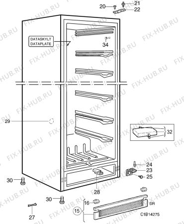 Взрыв-схема холодильника Electrolux AU7703C - Схема узла C10 Cabinet