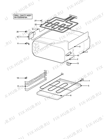 Взрыв-схема плиты (духовки) Electrolux EOD6332X - Схема узла H10 Grill cavity assy