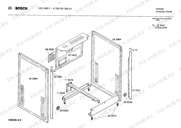 Взрыв-схема плиты (духовки) Bosch 0750231034 HEU502F - Схема узла 02