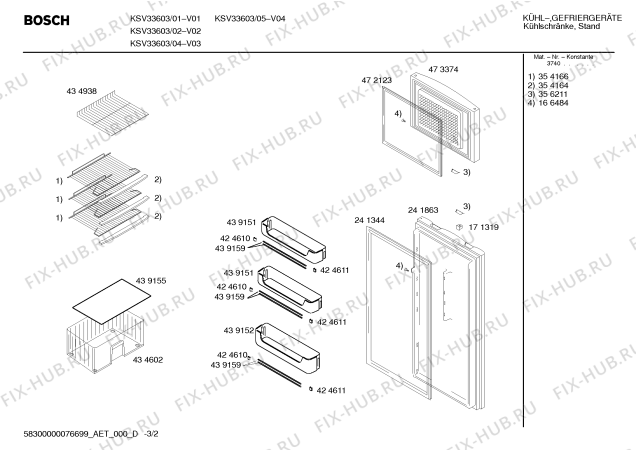 Взрыв-схема холодильника Bosch KSV33603 - Схема узла 02