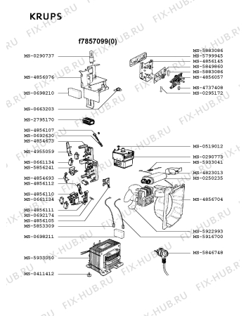 Взрыв-схема микроволновой печи Krups F7857099(0) - Схема узла 0P002376.0P3