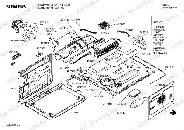 Схема №4 HE784570C с изображением Инструкция по эксплуатации для плиты (духовки) Siemens 00589731