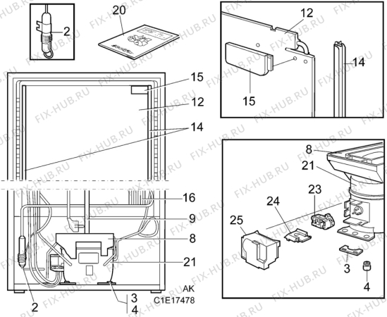 Взрыв-схема холодильника Zanussi ZC345P - Схема узла C10 Cold, users manual