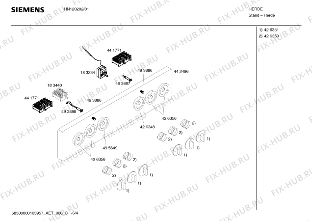 Взрыв-схема плиты (духовки) Siemens HN120202 - Схема узла 04