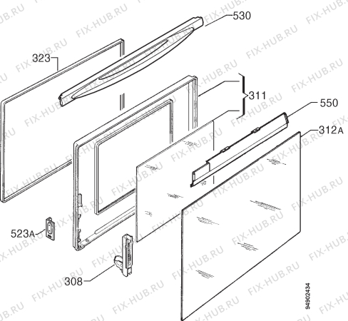 Взрыв-схема плиты (духовки) Acec AB256W - Схема узла Door 003