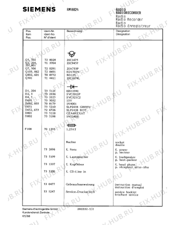 Взрыв-схема аудиотехники Siemens RM8824 - Схема узла 02