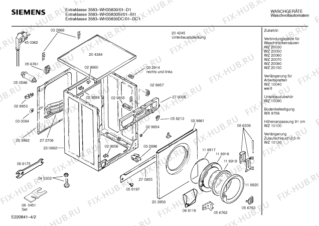 Схема №4 WH35830SI EXTRAKLASSE 3583 с изображением Вставка для ручки для стиральной машины Siemens 00094597