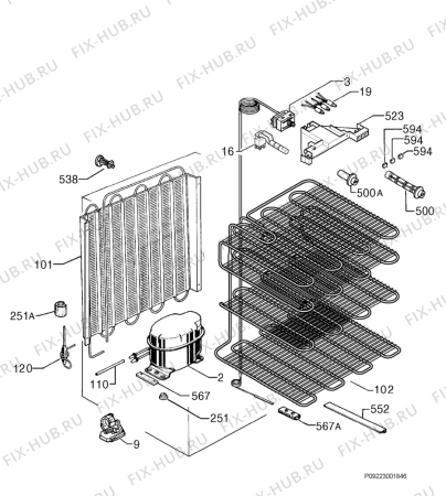 Взрыв-схема холодильника Privileg 266733_8084 - Схема узла Cooling system 017