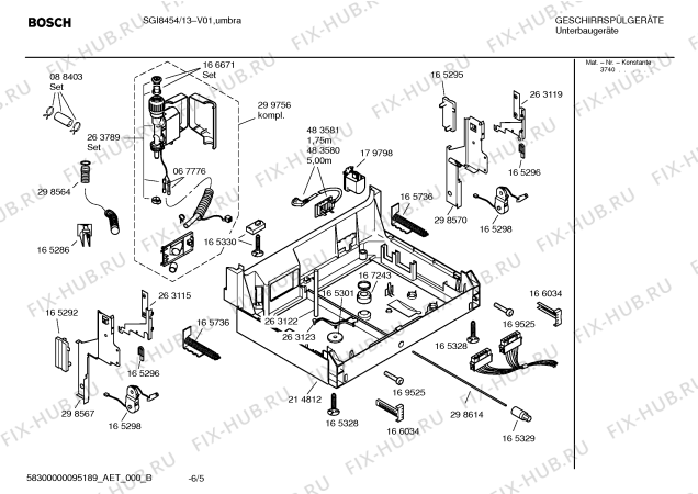 Взрыв-схема посудомоечной машины Bosch SGI8454 EXCLUSIV - Схема узла 05
