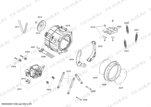 Взрыв-схема стиральной машины Siemens WM14R560LW, iQ500 - Схема узла 03