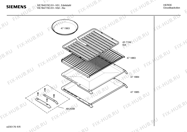 Схема №5 HE784570C с изображением Инструкция по эксплуатации для плиты (духовки) Siemens 00589731