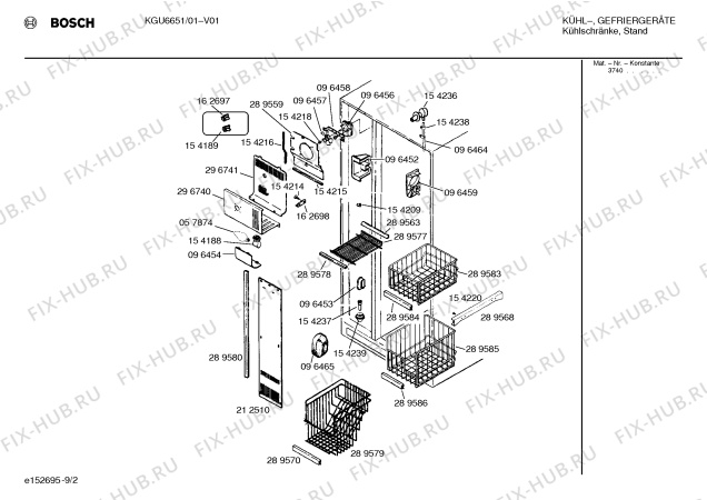 Взрыв-схема холодильника Bosch KGU6651 - Схема узла 03
