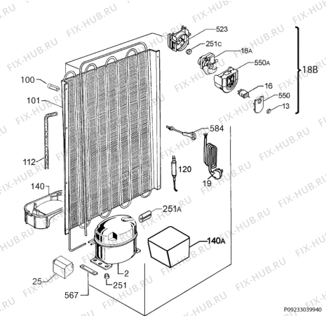 Взрыв-схема холодильника Rosenlew RJKL3300 - Схема узла Cooling system 017