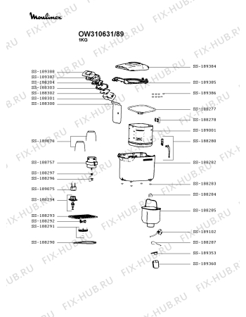 Схема №1 OW310631/87 с изображением Корпусная деталь для хлебопечки Moulinex SS-189387