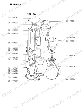 Схема №1 CT209A с изображением Сосуд для электрокофеварки Rowenta SS-988369