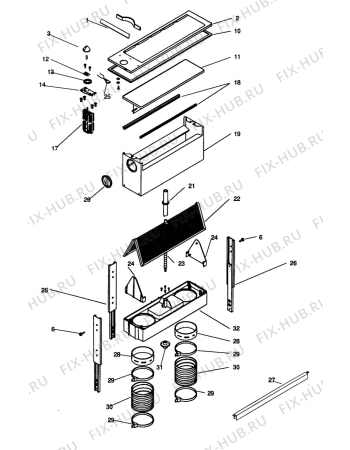 Взрыв-схема вытяжки Zanussi ZBX628SS - Схема узла H70 Panel, Regulating comp, Light  B