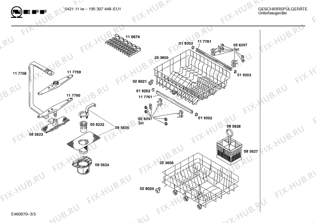 Взрыв-схема посудомоечной машины Neff 195307448 5421.11IW - Схема узла 03