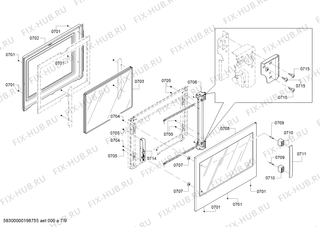 Схема №9 HBLP651RUC Bosch с изображением Внешняя дверь для плиты (духовки) Bosch 00771595