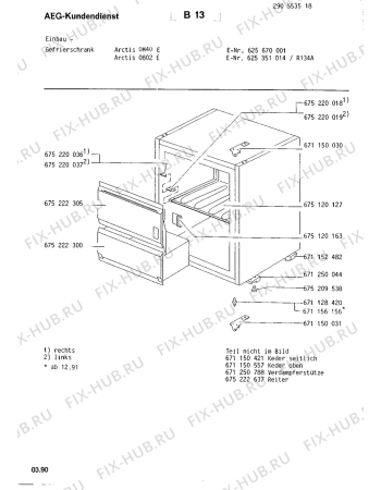Взрыв-схема холодильника Aeg ARC0802 E - Схема узла Housing 001