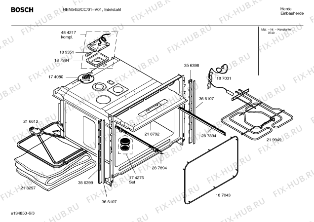 Схема №6 HEN5452CC с изображением Инструкция по эксплуатации для электропечи Bosch 00584809